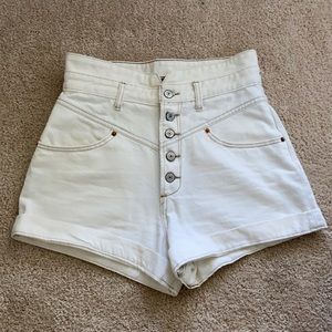 White high rise jean short